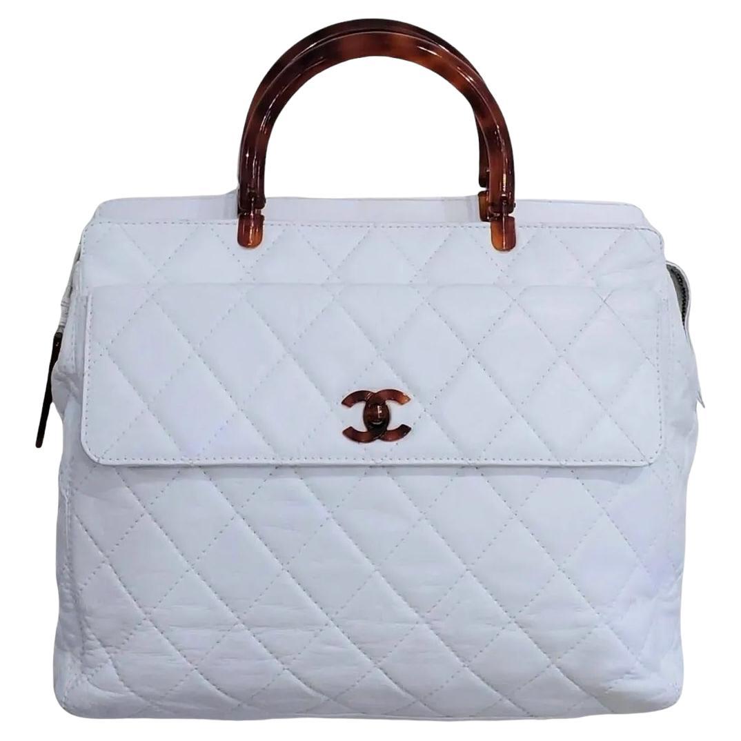 Authentische, seltene Chanel Vintage-Tasche aus Schildpatt-Harz mit Henkel oben