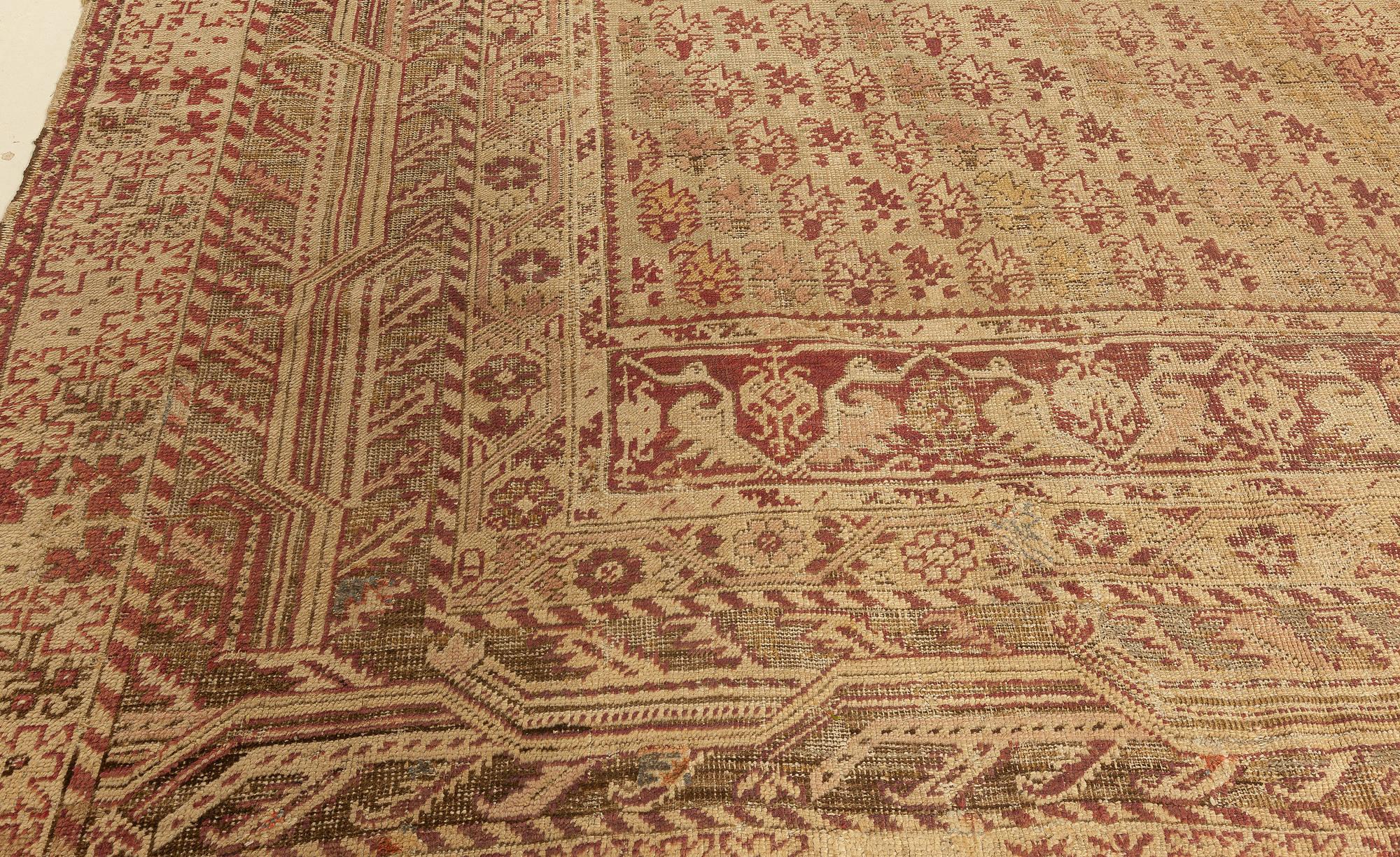 Authentic 19th Century Red Turkish Ghiordes Rug For Sale 1