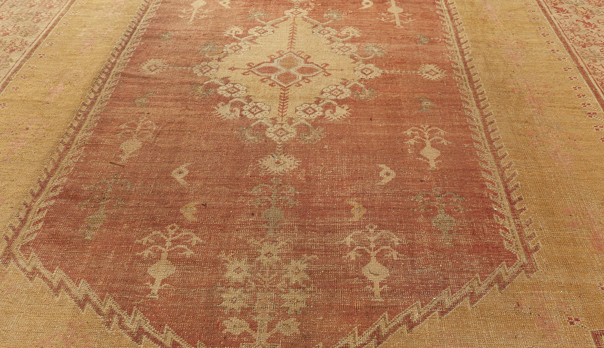 Authentic 19th Century Red Turkish Ghiordes Rug For Sale 4