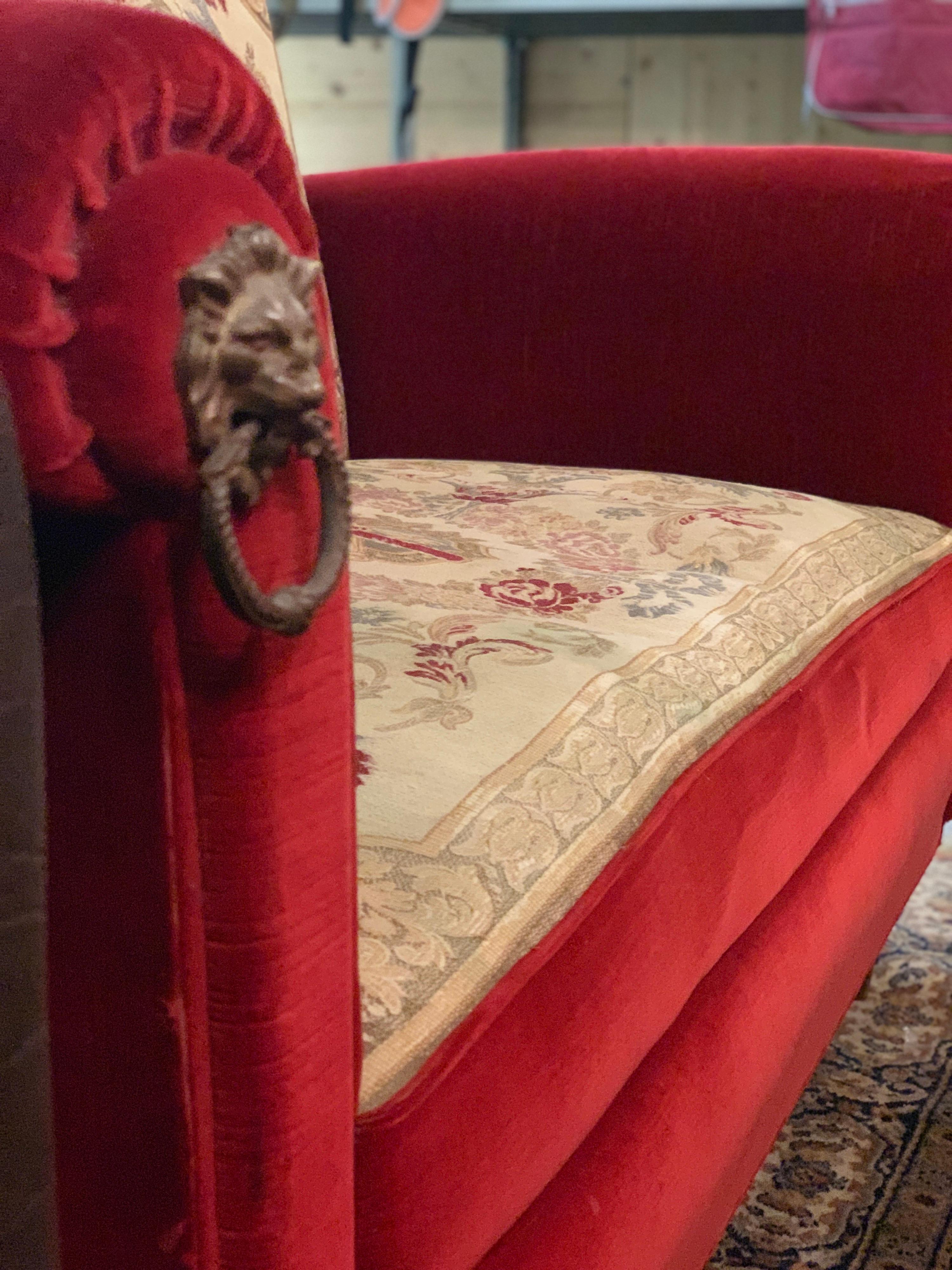 Authentic Renaissance Velvet Italian Tuscan Sofa, 19th Century 2