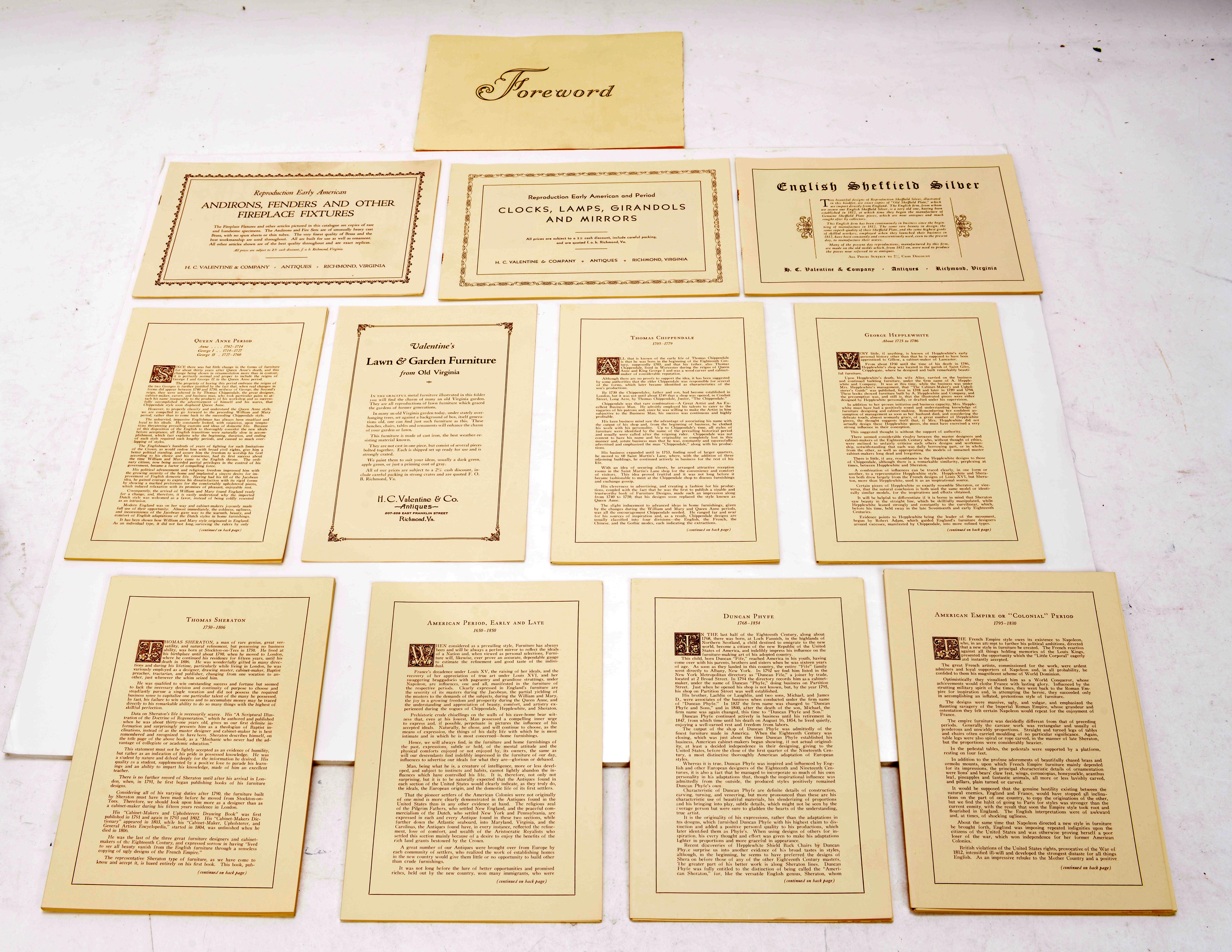 American Authentic Reproductions Sales Cat. of the H.C. Valentine & Co. with 10-Booklets For Sale