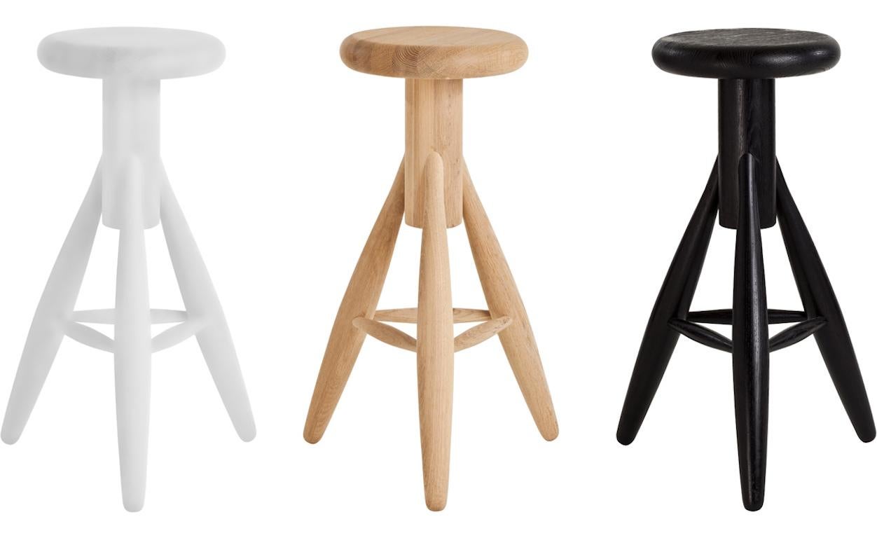 Lacquered Authentic Rocket Bar Stool in Oak with Black Lacquer by Eero Aarino & Artek