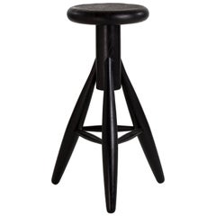 Authentic Rocket Bar Stool in Oak with Black Lacquer by Eero Aarnio & Artek