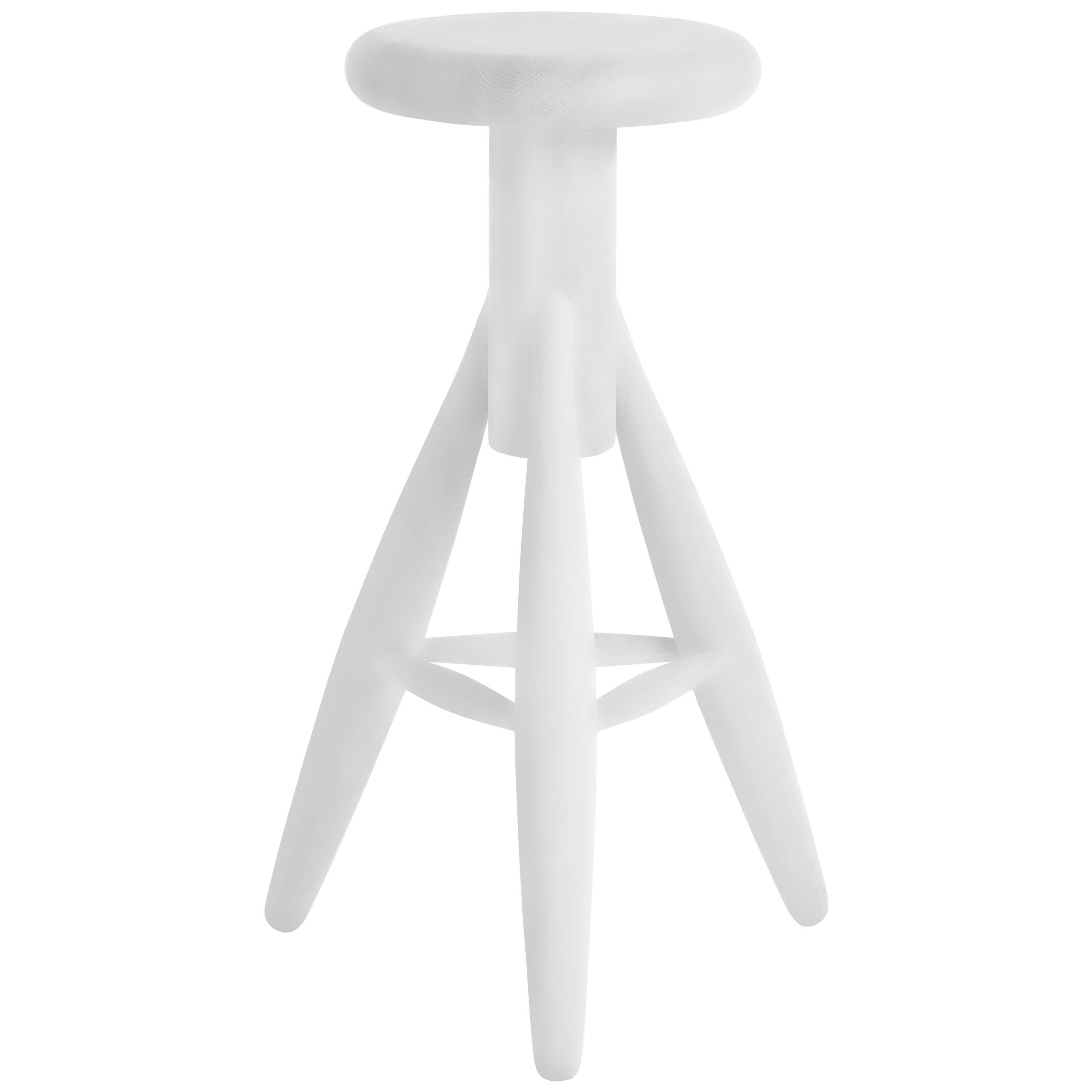 Authentic Rocket Bar Stool in Oak with White Finish by Eero Aarnio 
Artek For Sale