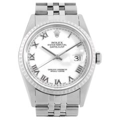 Authentic Rolex Datejust 16220, White Roman Dial, P-Series, Used Men's Watch