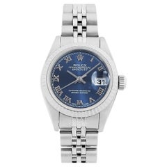 Authentische Rolex Datejust 79174 Damenuhr mit blauem römischem Zifferblatt P-Series Pre-owneded Watch