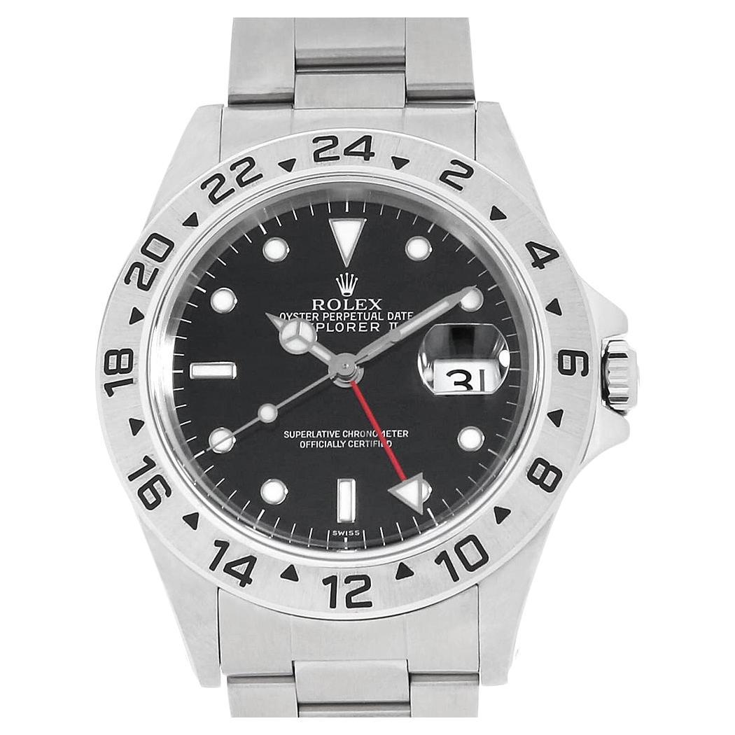 Authentic Rolex Explorer II 16570 Men's Black Dial A Series Pre-Owned Watch