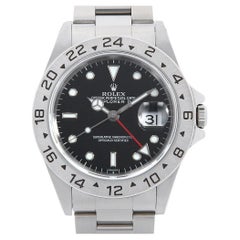 Authentic Rolex Explorer II 16570 Men's Black Dial A-Series Used Watch, Mint