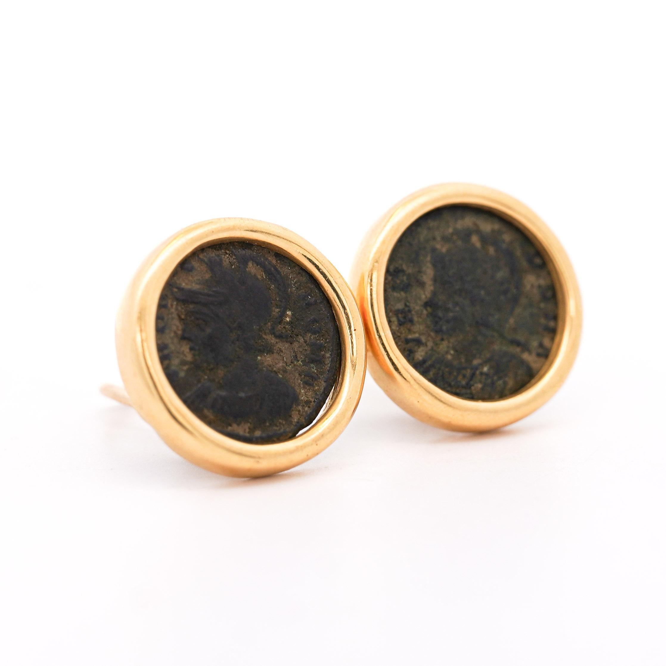 Autentici orecchini con castone in oro 14K con chiusura a leva in vendita 2