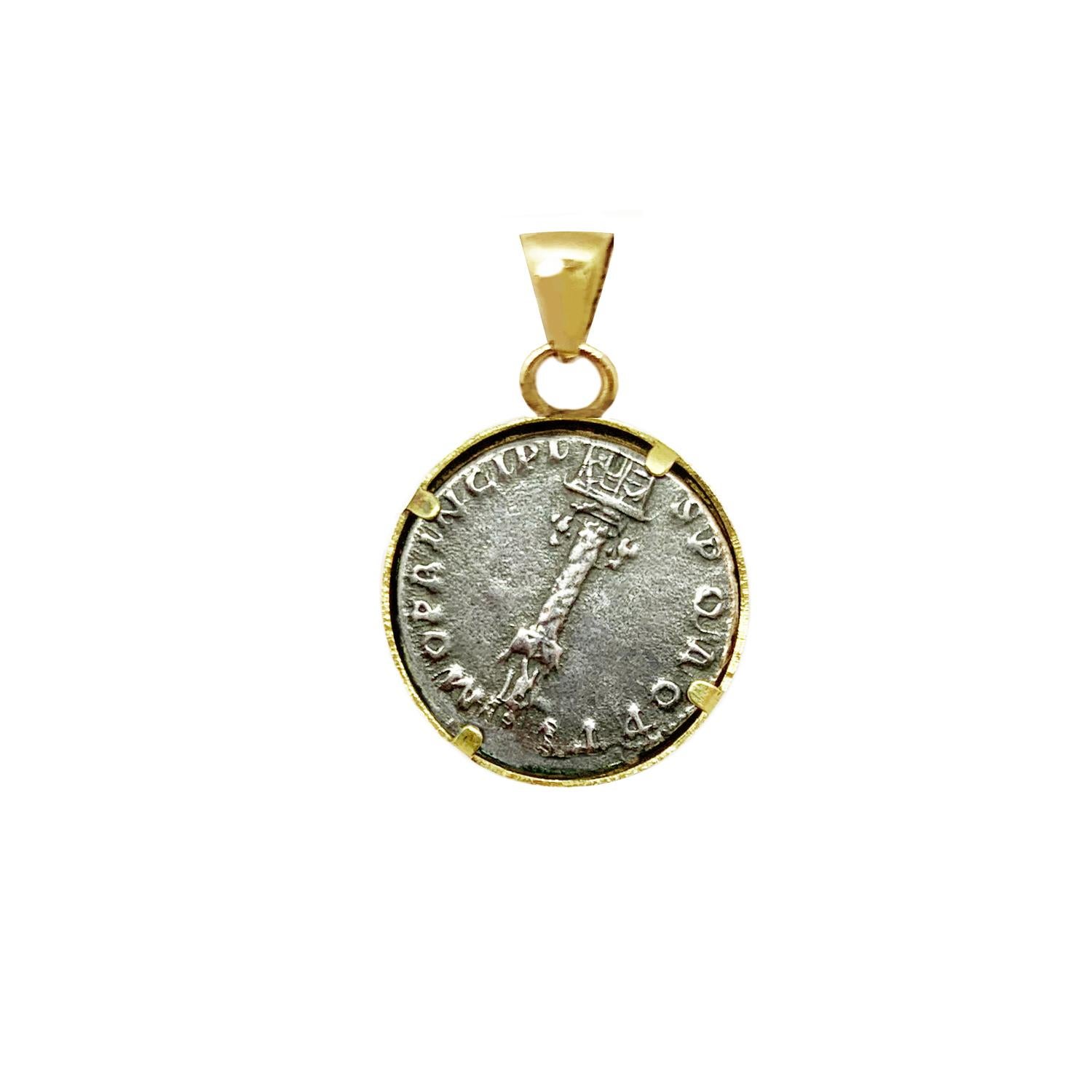 Women's or Men's Authentic Roman Coin 18 Karat Gold Pendant Depicting Emperor Trajan '98-117 AD'