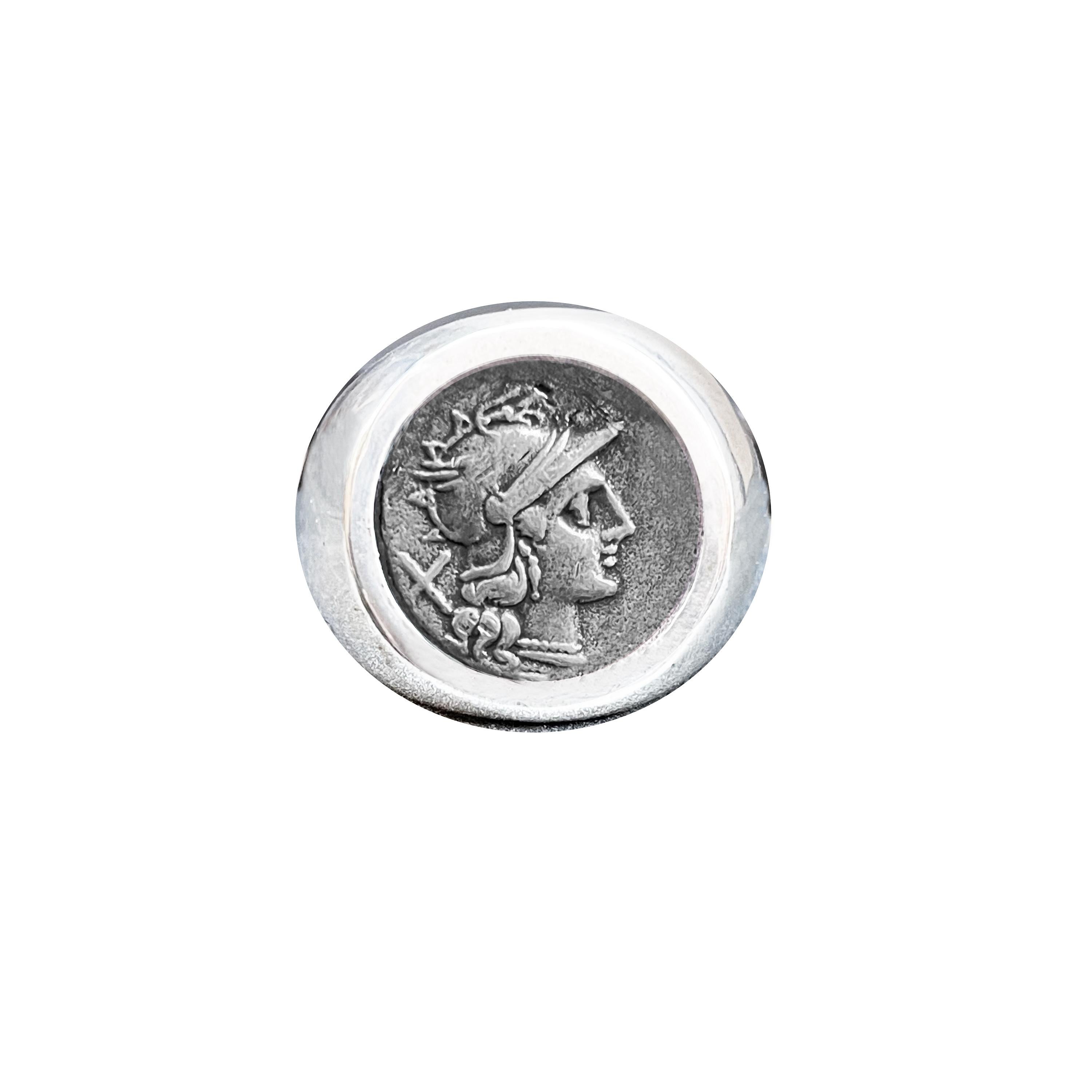 Women's or Men's Authentic Roman Coin '2nd Cent.B.C.' Sterling Silver Ring Depicting Goddess Rome