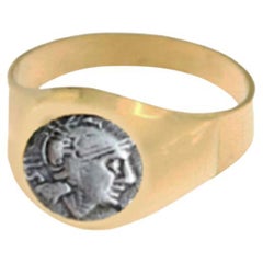 Authentic Roman coin 3rd Cent.BC 18 kt Gold Ring depicting the Goddess Rome
