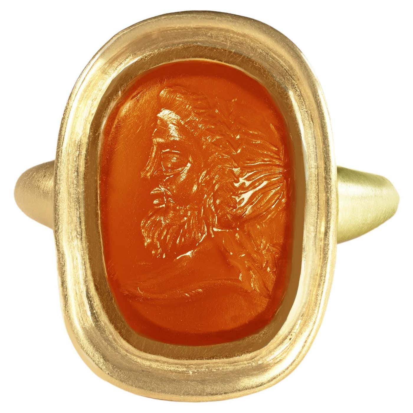 Authentic Roman Intaglio 1st-2nd century AD 18 kt Gold Ring depicting ...