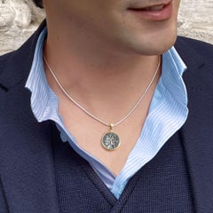 Authentic Roman Silver Coin 18 Kt Gold Pendant depicting Two-faced God Janus