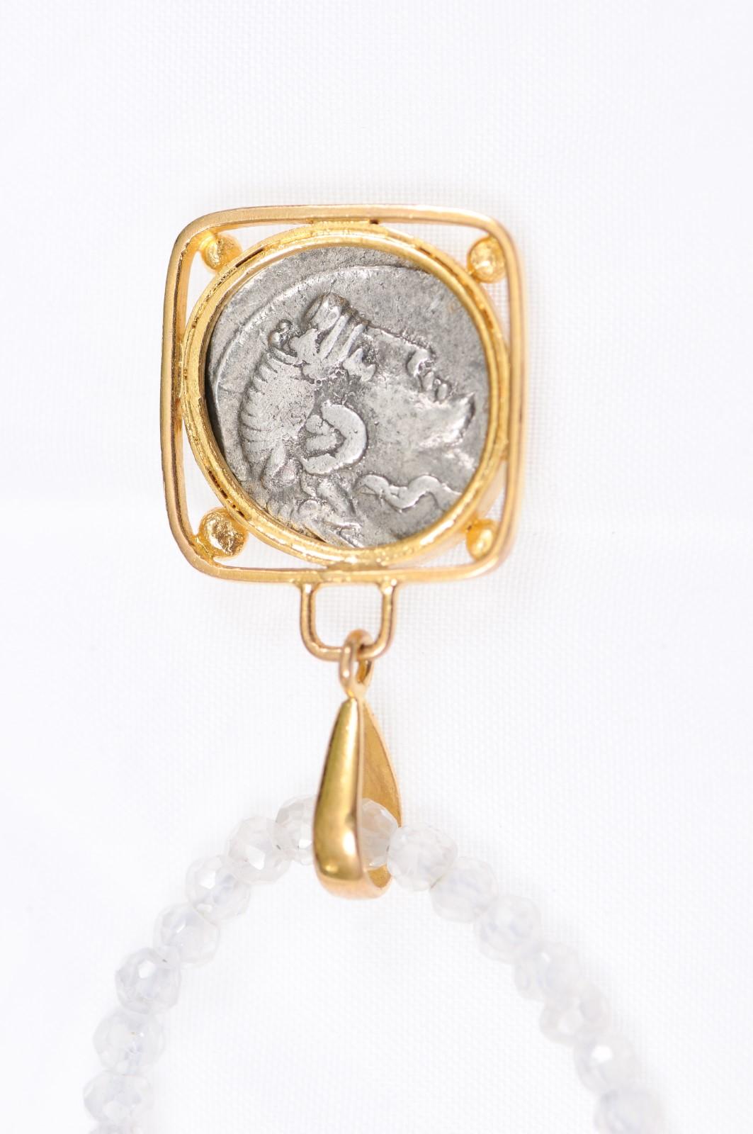 Authentic Roman Silver Denarius Coin w/Pegasus Set in a Custom 22k Gold Pendant For Sale 2