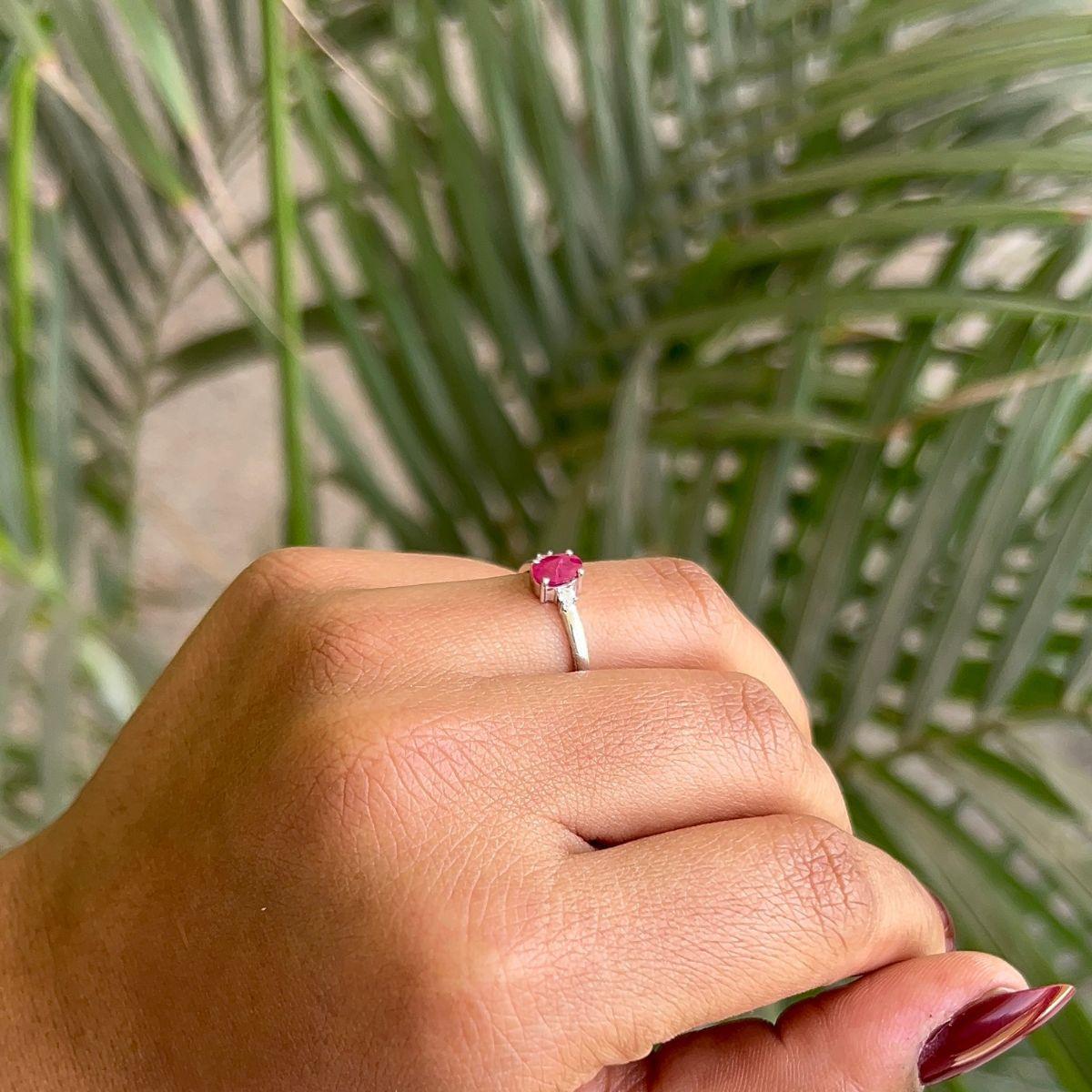 For Sale:  Authentic Ruby with CZ Promise Ring for Her in 925 Solid Silver Wedding Gift 10