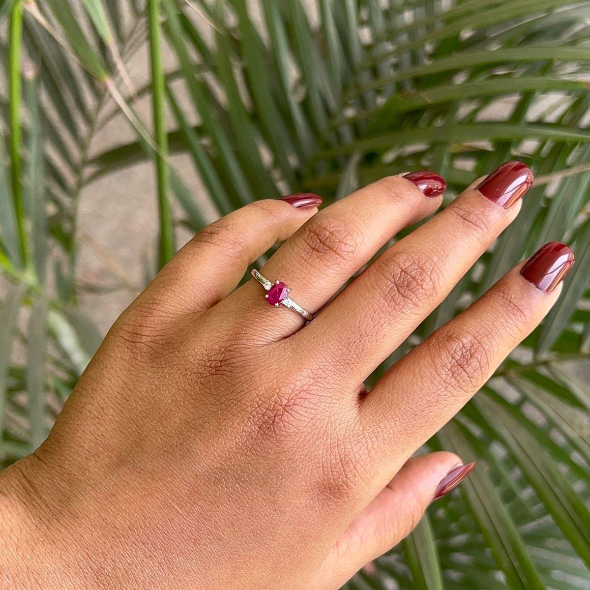 For Sale:  Authentic Ruby with CZ Promise Ring for Her in 925 Solid Silver Wedding Gift 2