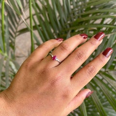 Auténtico Anillo de Promesa para Ella de Rubí con Piedra CZ en Joyería de Plata Maciza 925