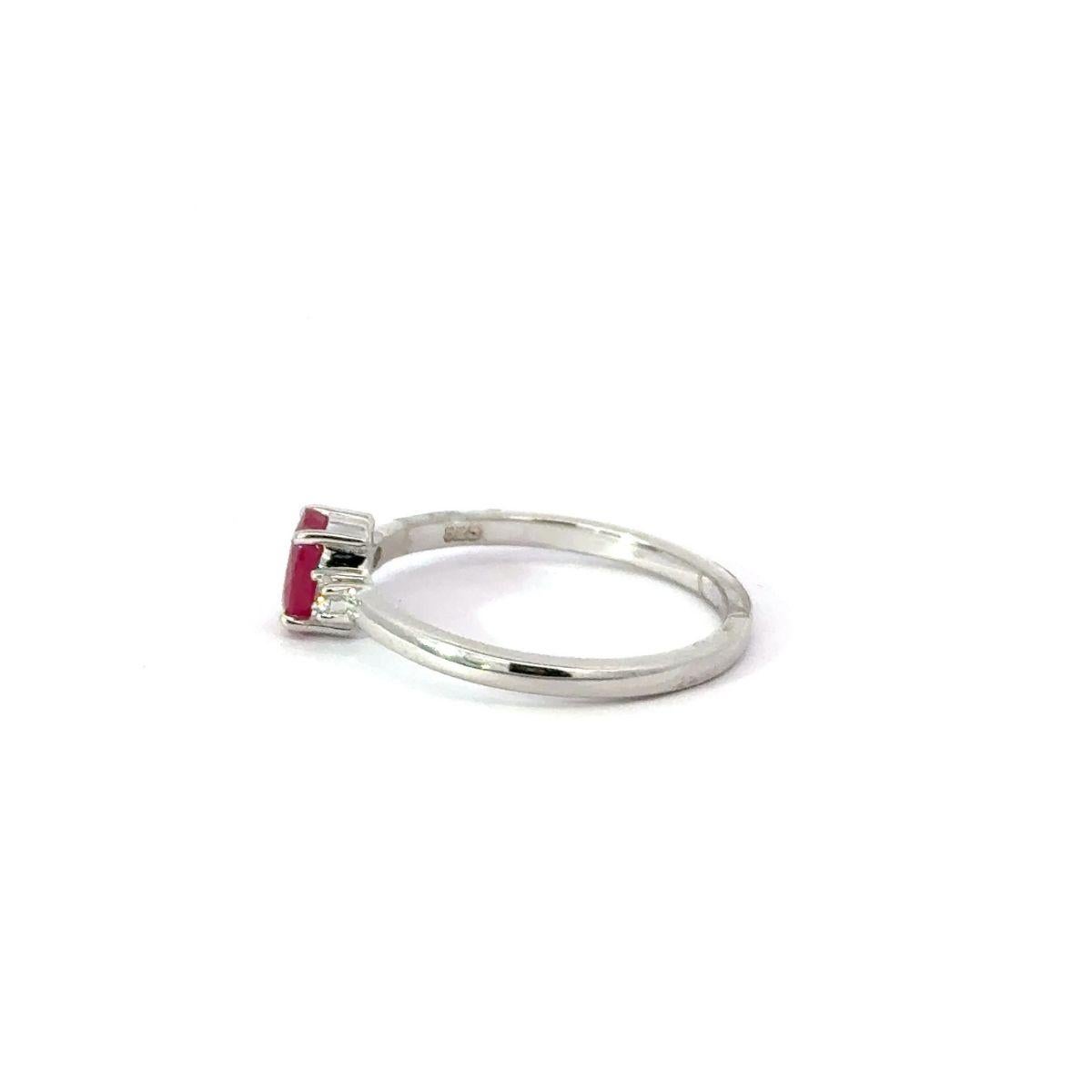 For Sale:  Authentic Ruby with CZ Promise Ring for Her in 925 Solid Silver Wedding Gift 3