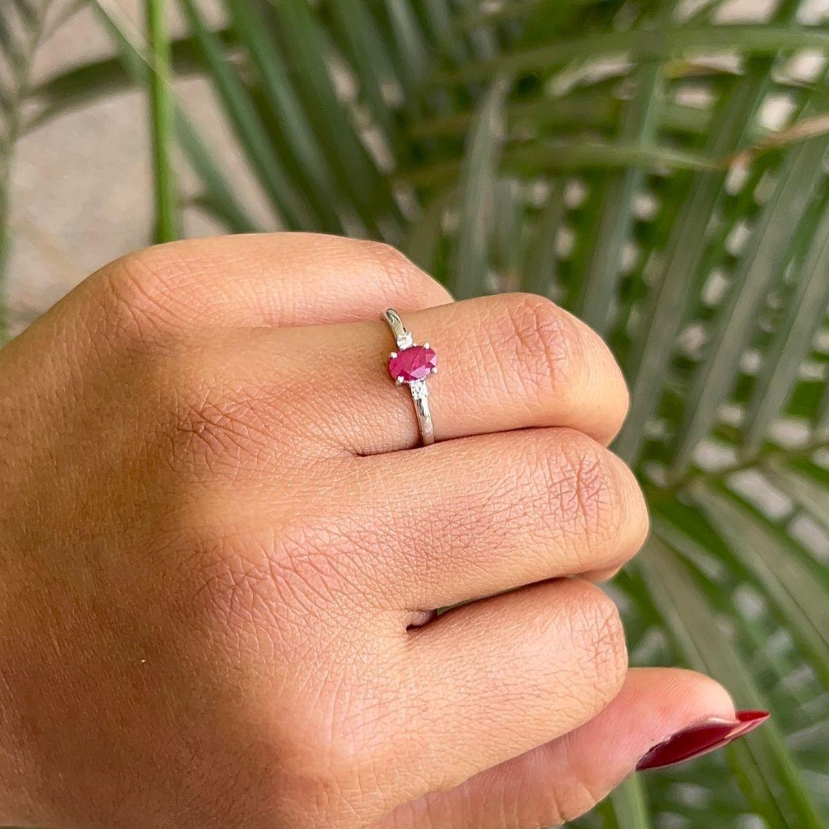 For Sale:  Authentic Ruby with CZ Promise Ring for Her in 925 Solid Silver Wedding Gift 4