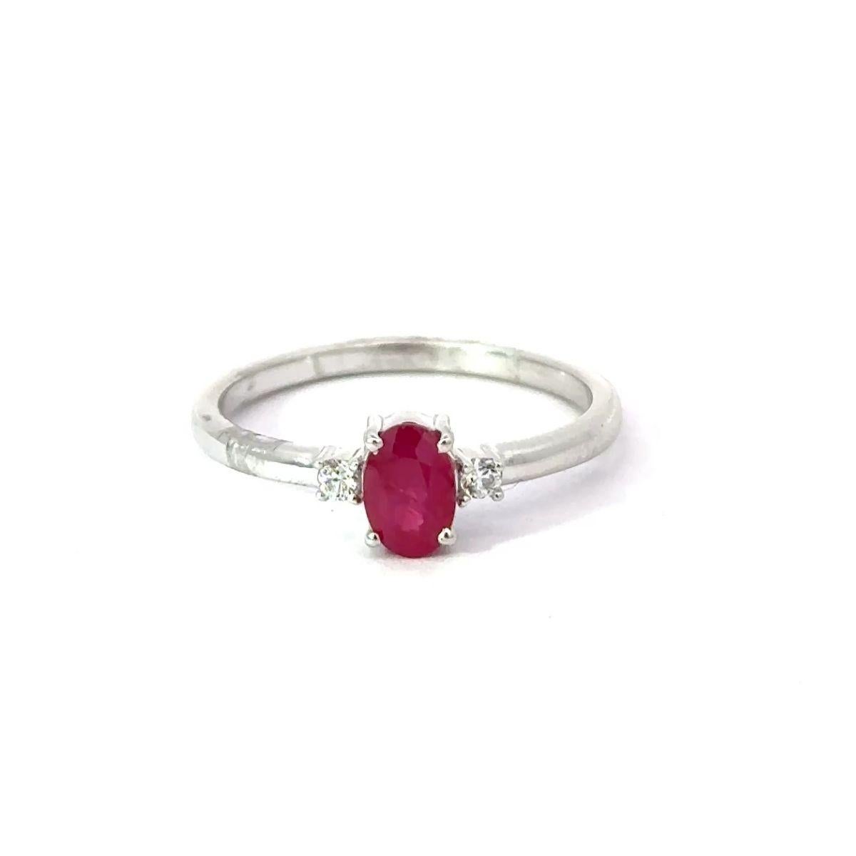 For Sale:  Authentic Ruby with CZ Promise Ring for Her in 925 Solid Silver Wedding Gift 7