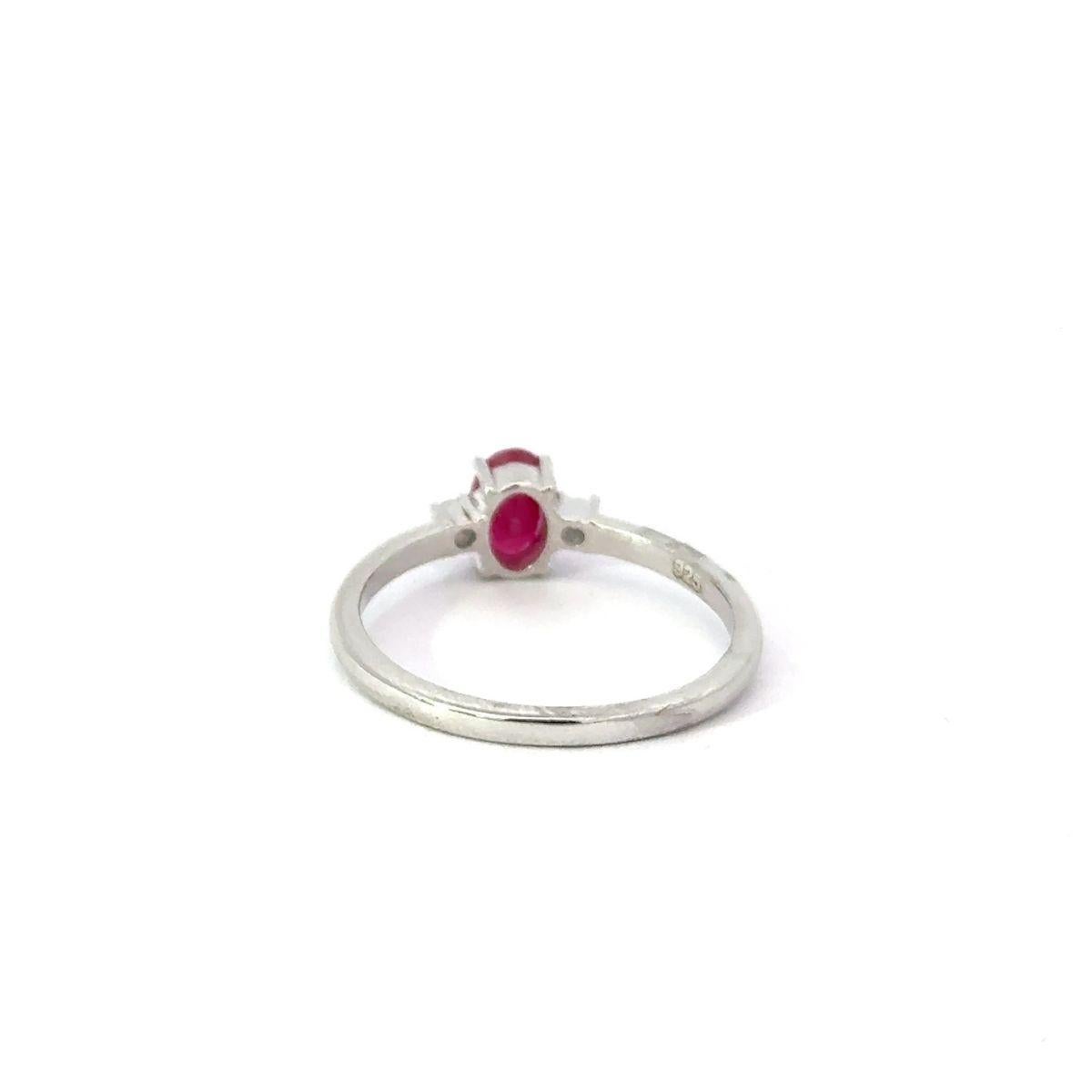 For Sale:  Authentic Ruby with CZ Promise Ring for Her in 925 Solid Silver Wedding Gift 8