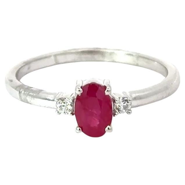 For Sale:  Authentic Ruby with CZ Promise Ring for Her in 925 Solid Silver Wedding Gift