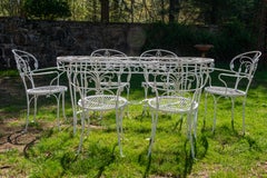 Authentique table de salle à manger et six chaises en fer forgé de Salterini