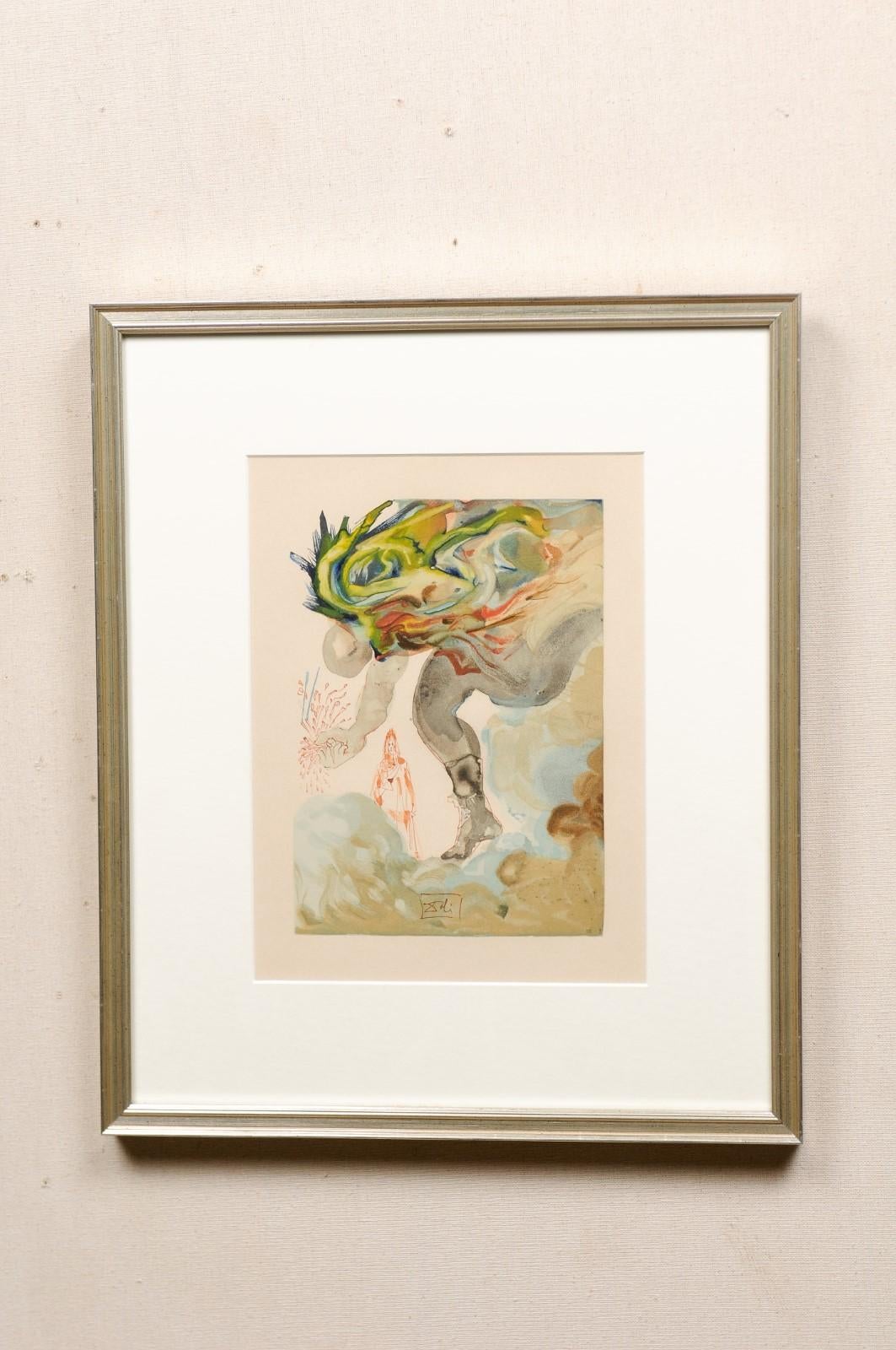 An authentic Salvador Dali framed wood block print of 