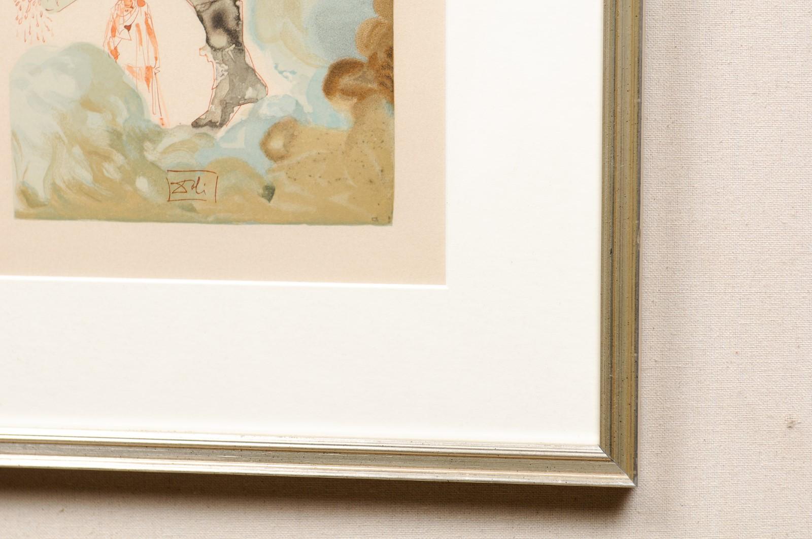 Authentic Salvador Dali Framed Wood Block Print of 'Inferno' In Good Condition In Atlanta, GA