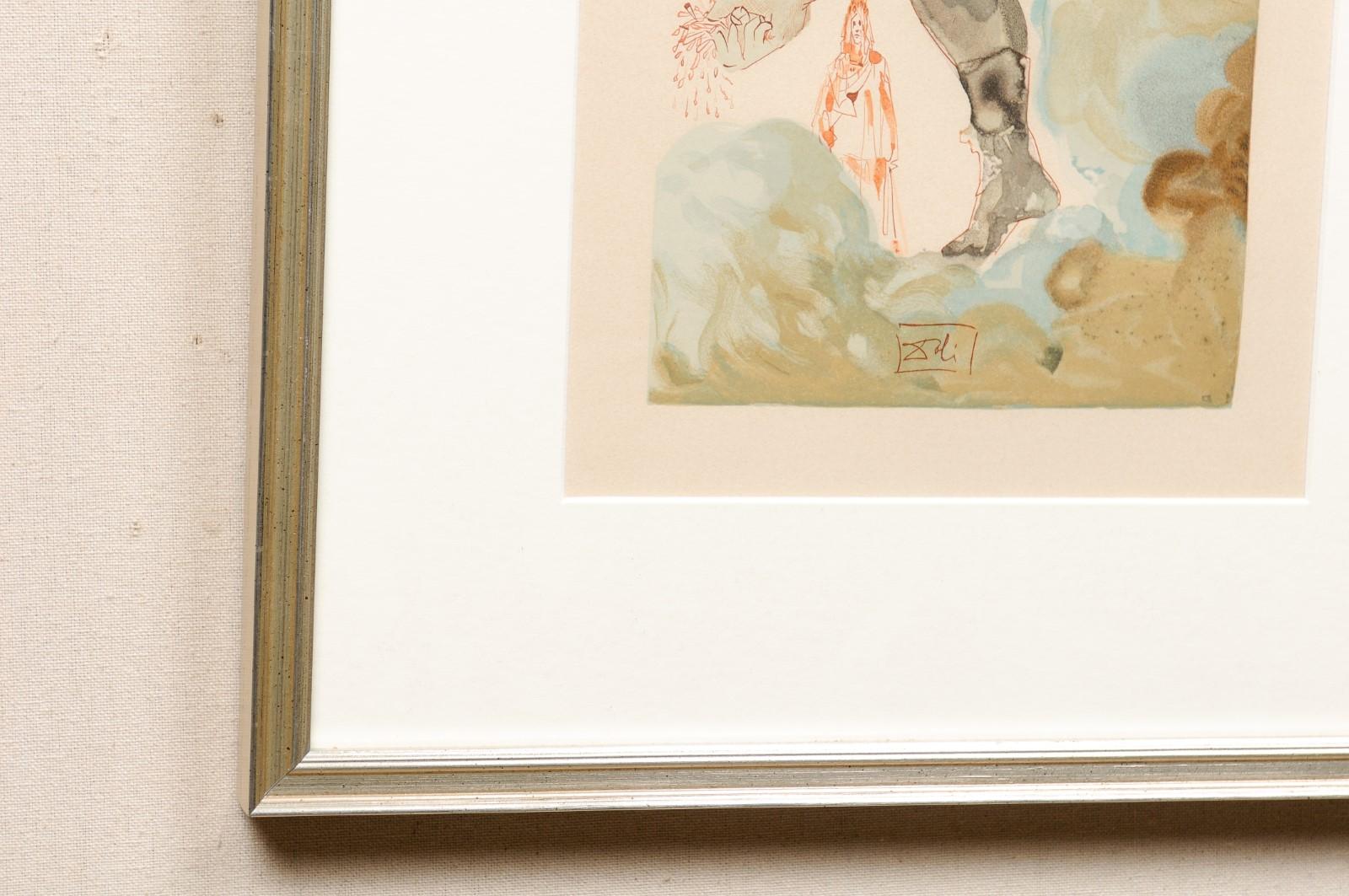 20th Century Authentic Salvador Dali Framed Wood Block Print of 'Inferno'