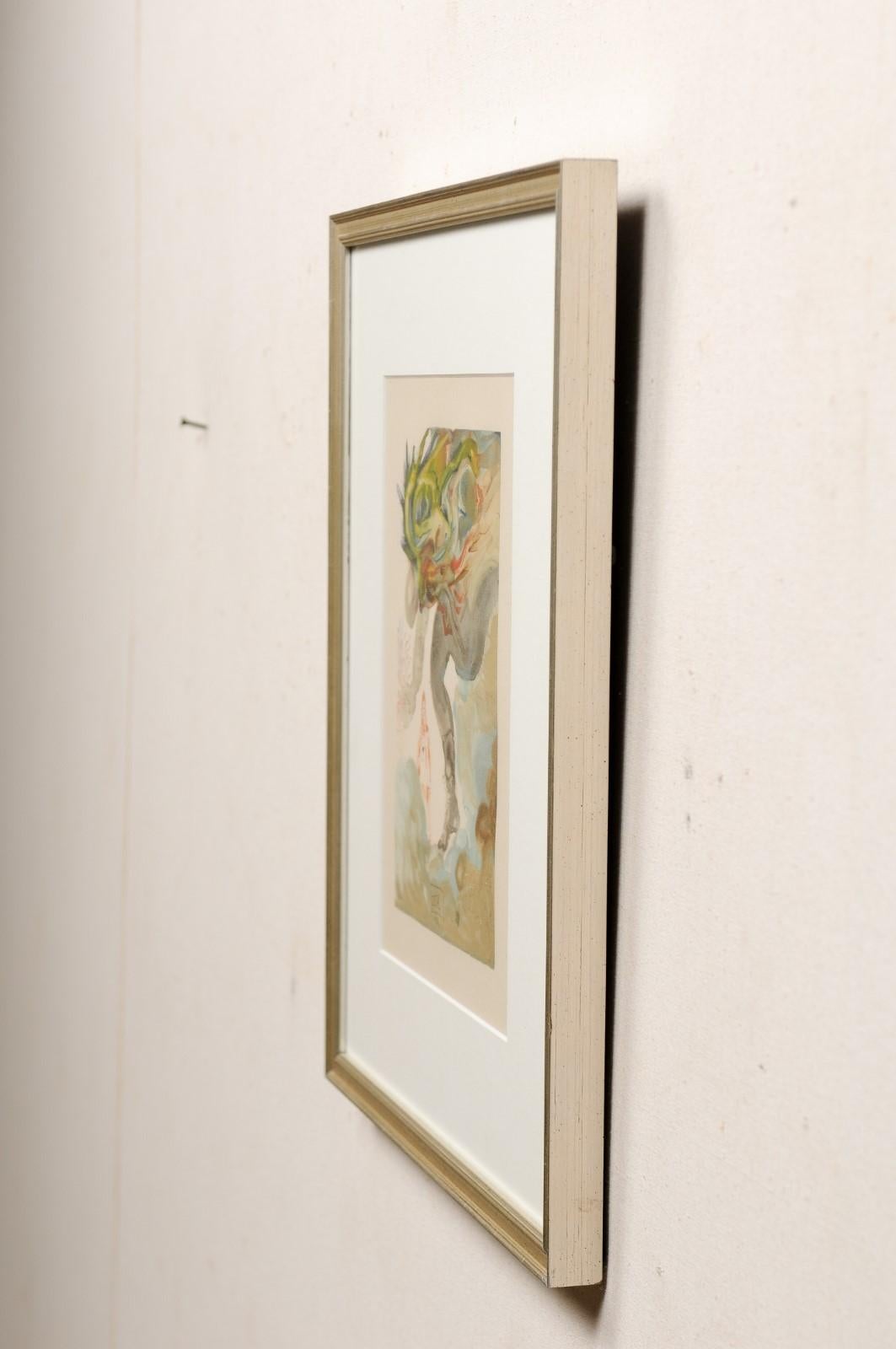 Glass Authentic Salvador Dali Framed Wood Block Print of 'Inferno'