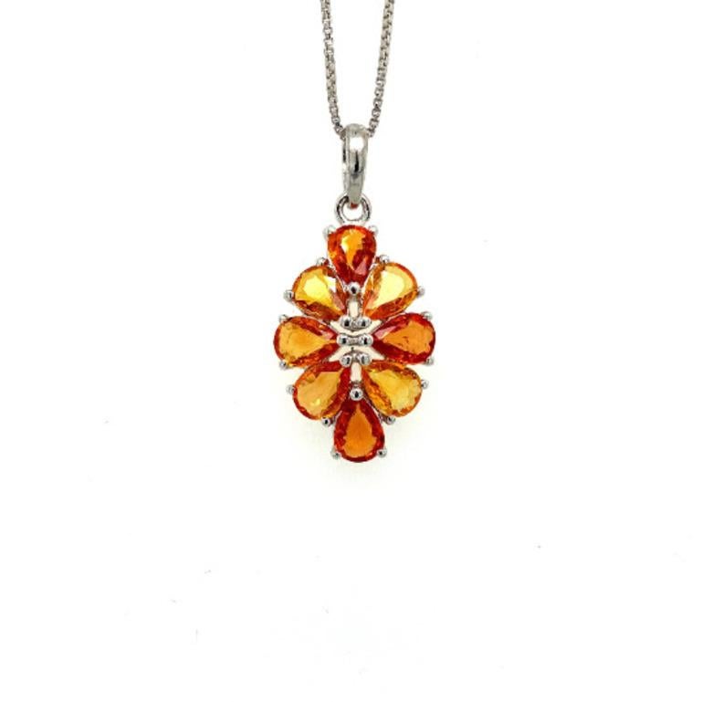 Contemporary Authentic Sapphire Floral Pendant Gift for Mom in 925 Sterling Silver For Sale