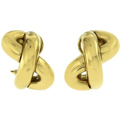 Authentic Seaman Schepps 18 Karat Yellow Gold Crossover X-Earrings
