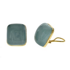 Authentic Seaman Schepps 18K Yellow Gold Chalcedony Earrings