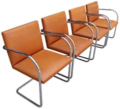 Authentic Set of Four Midcentury Knoll Brno Chairs by Mies van der Rohe