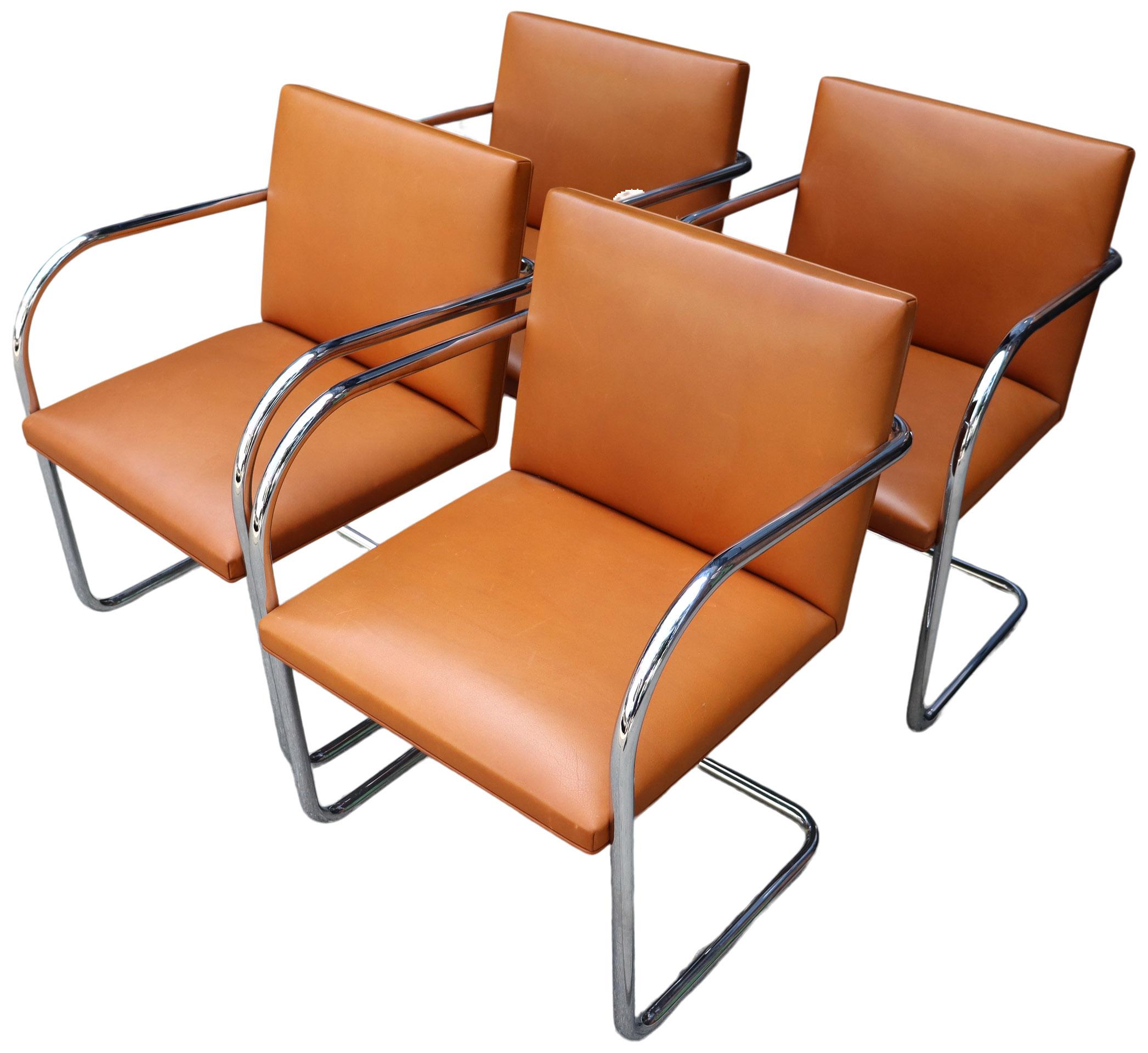 North American Authentic Set of Four Midcentury Knoll Brno Chairs by Mies van der Rohe