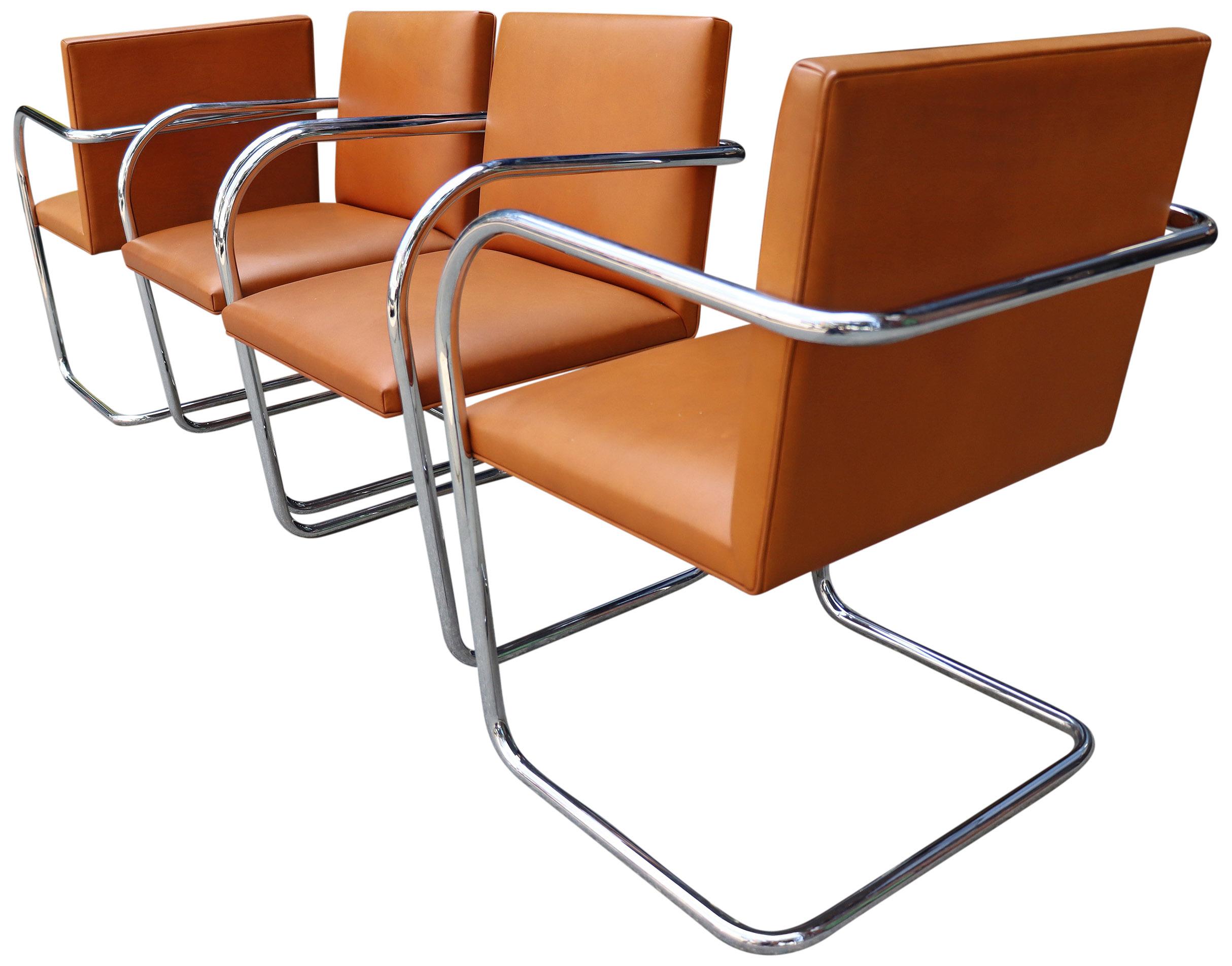Authentic Set of Four Midcentury Knoll Brno Chairs by Mies van der Rohe In Good Condition In BROOKLYN, NY