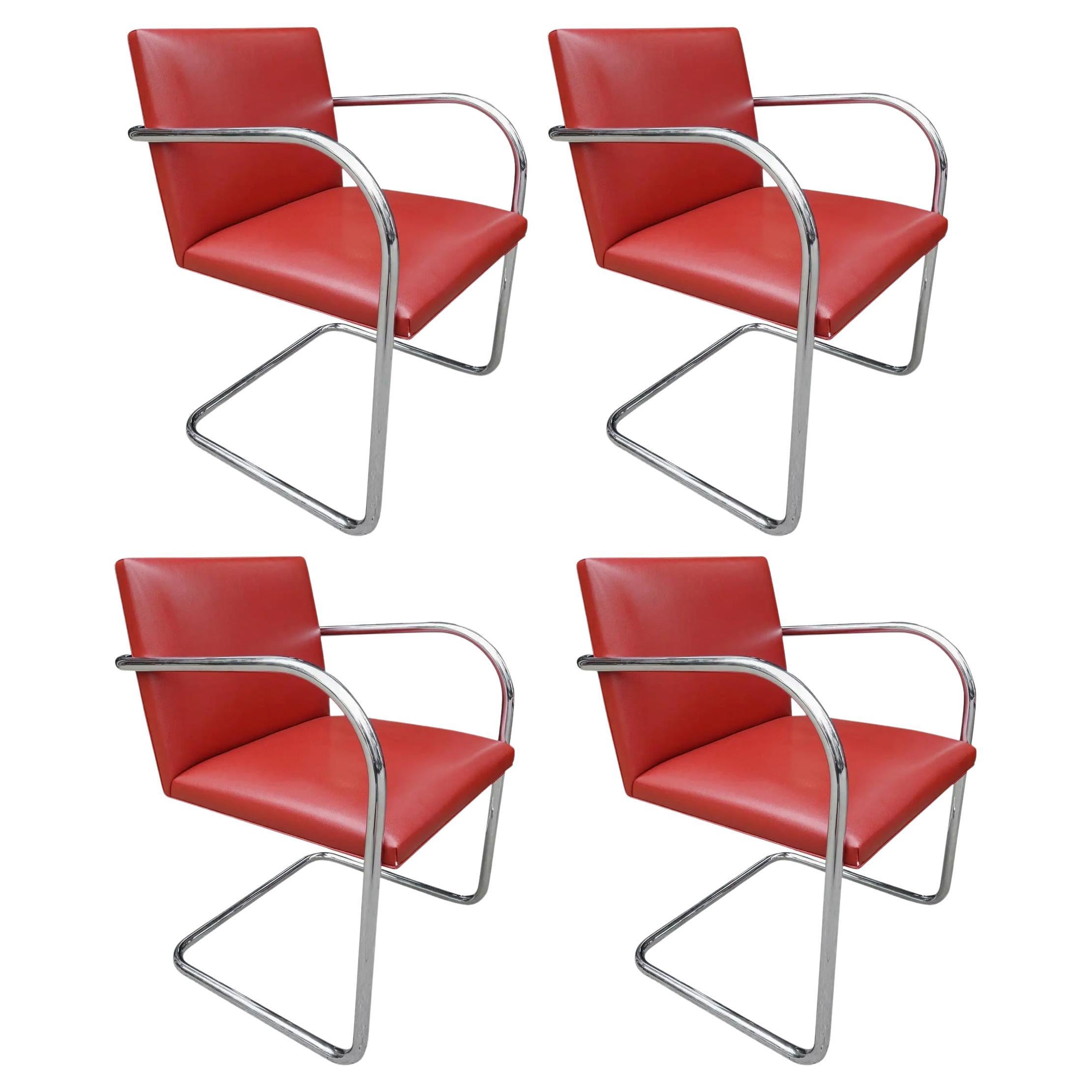 Authentic Mint Set of Four Midcentury Knoll Brno Chairs by Mies van der Rohe For Sale