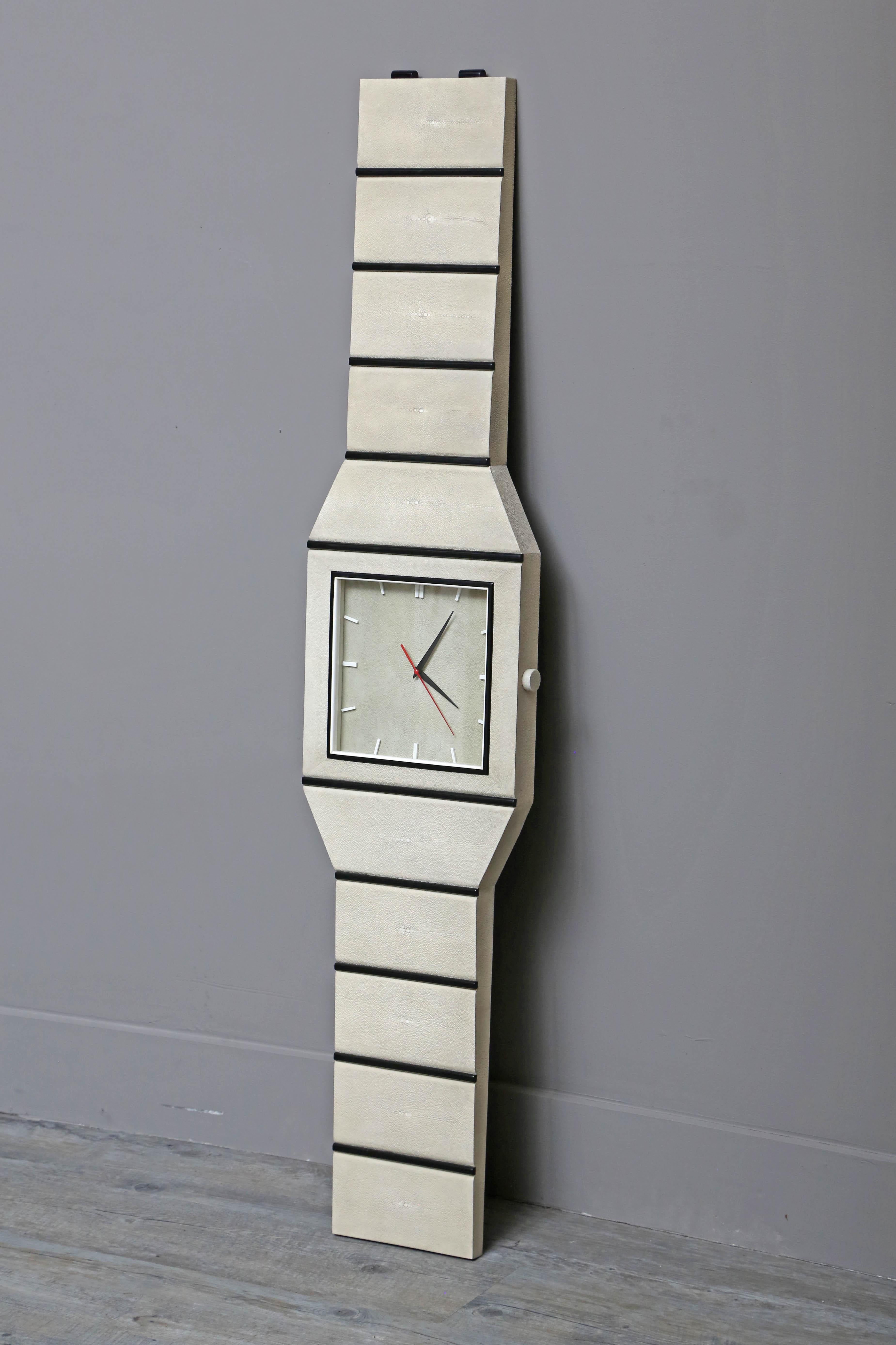 Whimsical wall clock in the form of a wristwatch fabricated in France by Serge de Troyer.