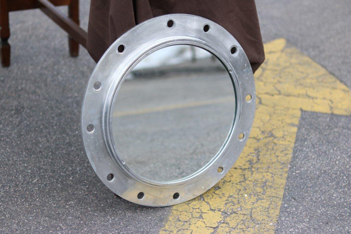 Authentic Ship Porthole Mirror In Good Condition For Sale In Norwell, MA