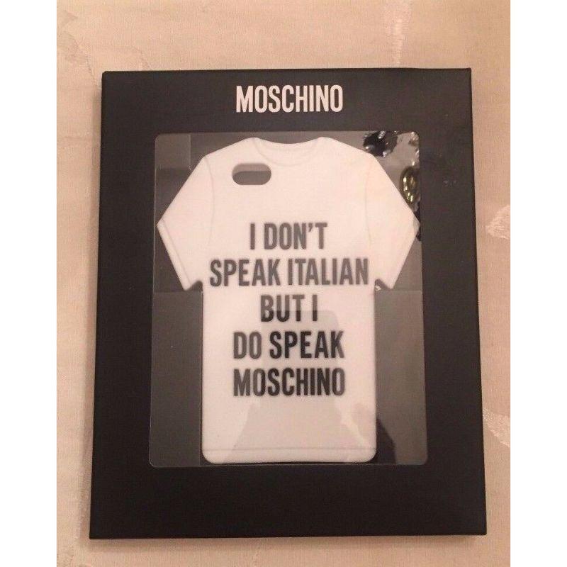 Authentic SS15 Moschino I Do Speak Moschino Tee Case for Iphone 5 5S 5C In New Condition For Sale In Palm Springs, CA