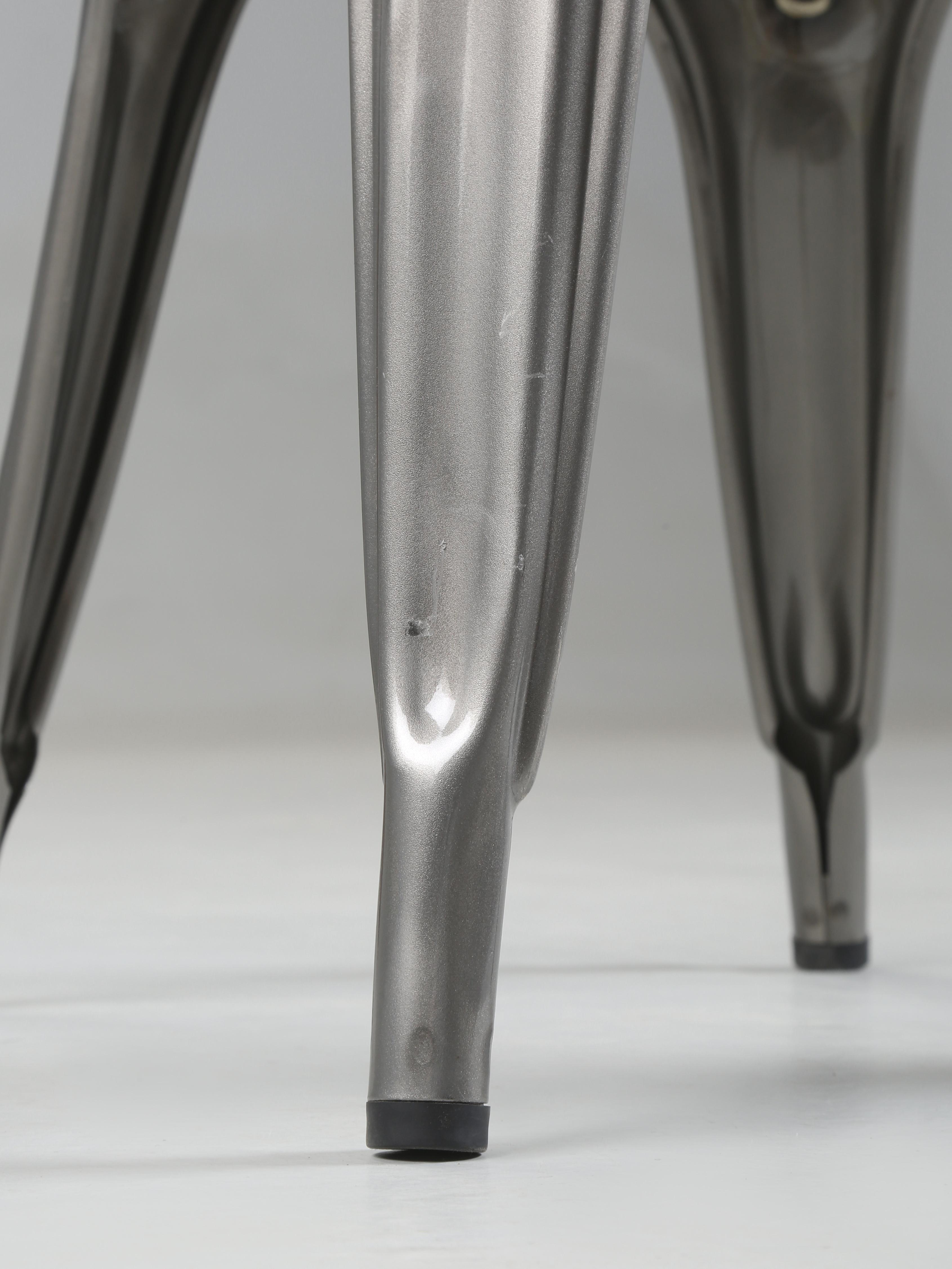 Authentic Steel French Tolix Set of (6) Classic Glossy Grey Powder-Coated Chairs For Sale 9