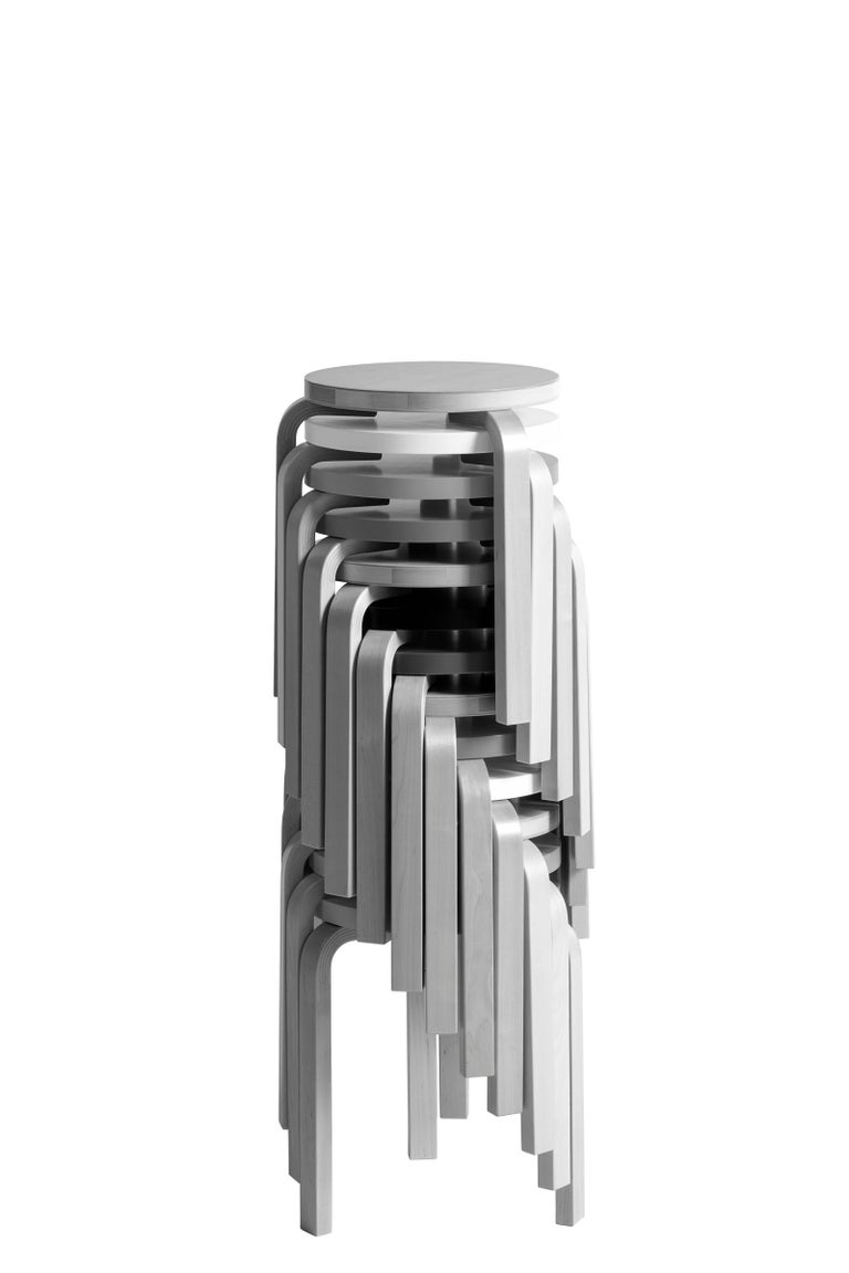 Authentic Stool 60 in Birch with Black Lacquer by Alvar Aalto and Artek ...