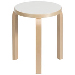 Authentic Stool 60 in Birch with White Laminate Seat by Alvar Aalto & Artek
