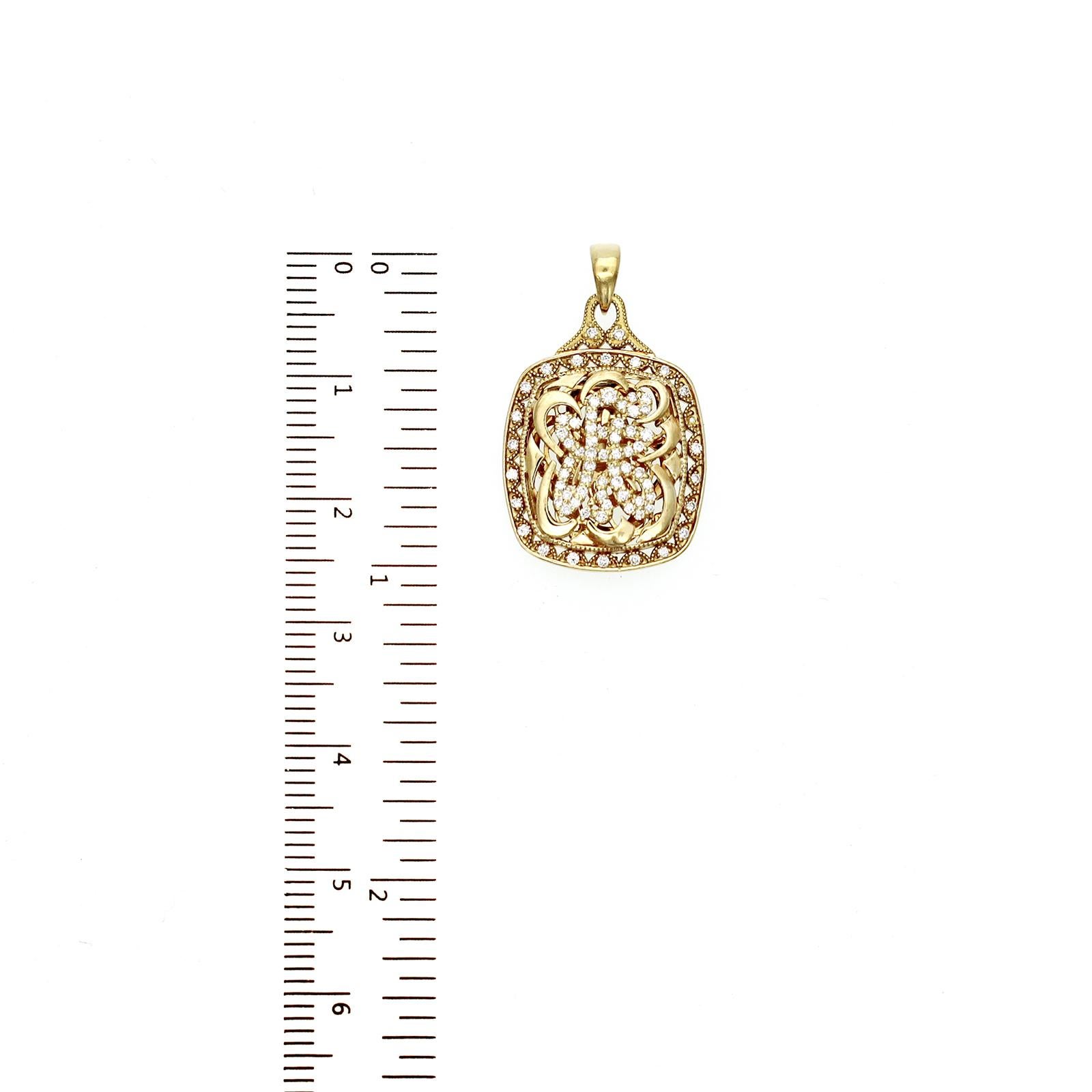 Authentischer Tacori-Anhänger aus 18 Karat Gelbgold mit Diamanten und Buchstabe „A“ (Rundschliff) im Angebot
