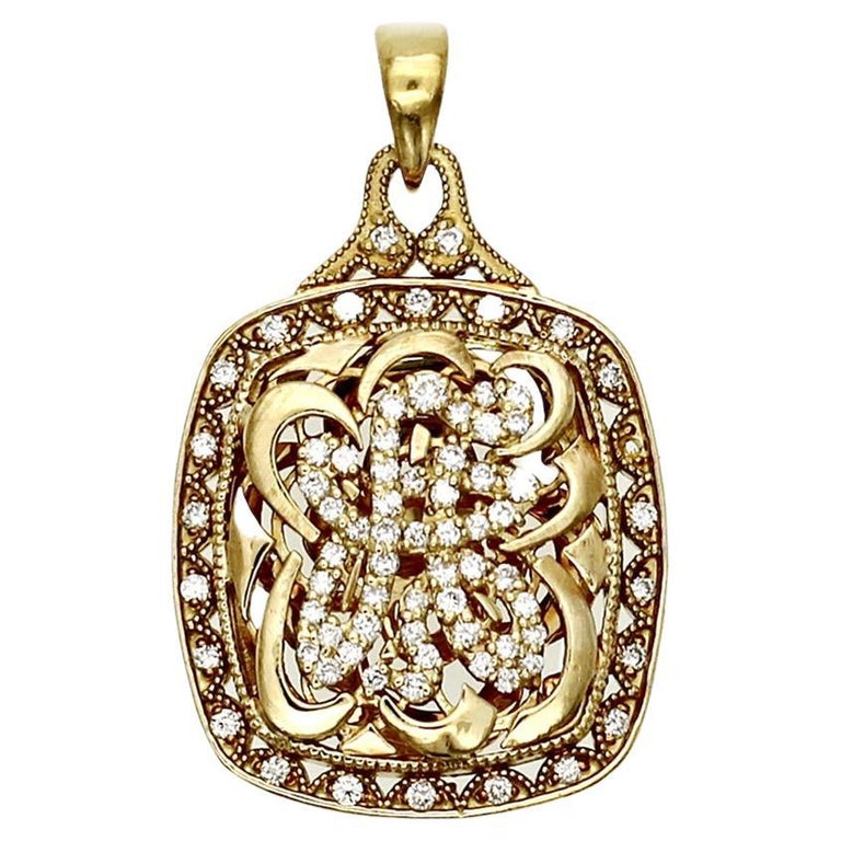 Authentic Tacori 18K Yellow Gold Diamond Letter Initial "A" Pendant For  Sale at 1stDibs