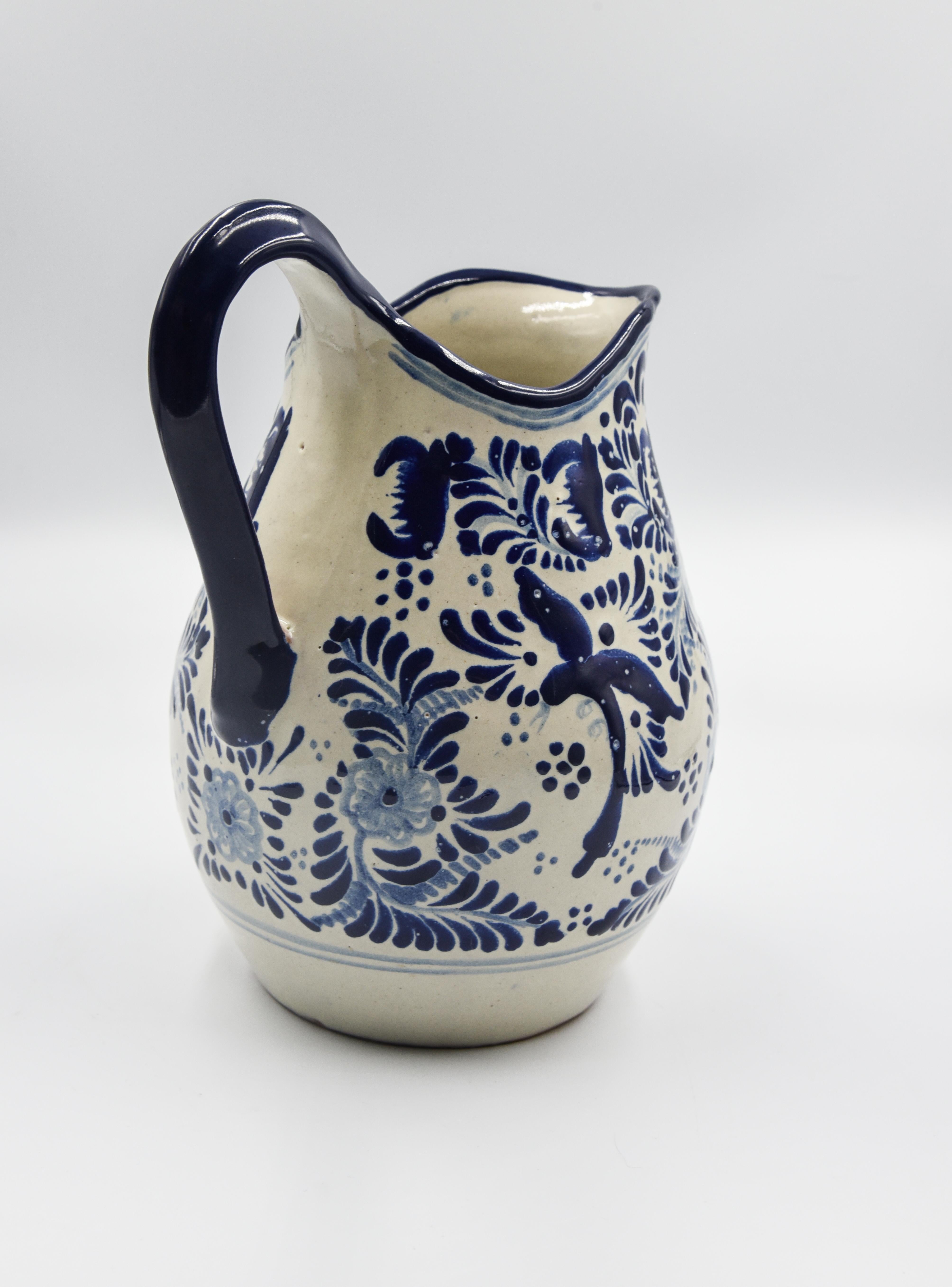 Authentische Talavera Blau Krug Puebla Keramik Traditionelle mexikanische dekorative (Spanisch Kolonial)