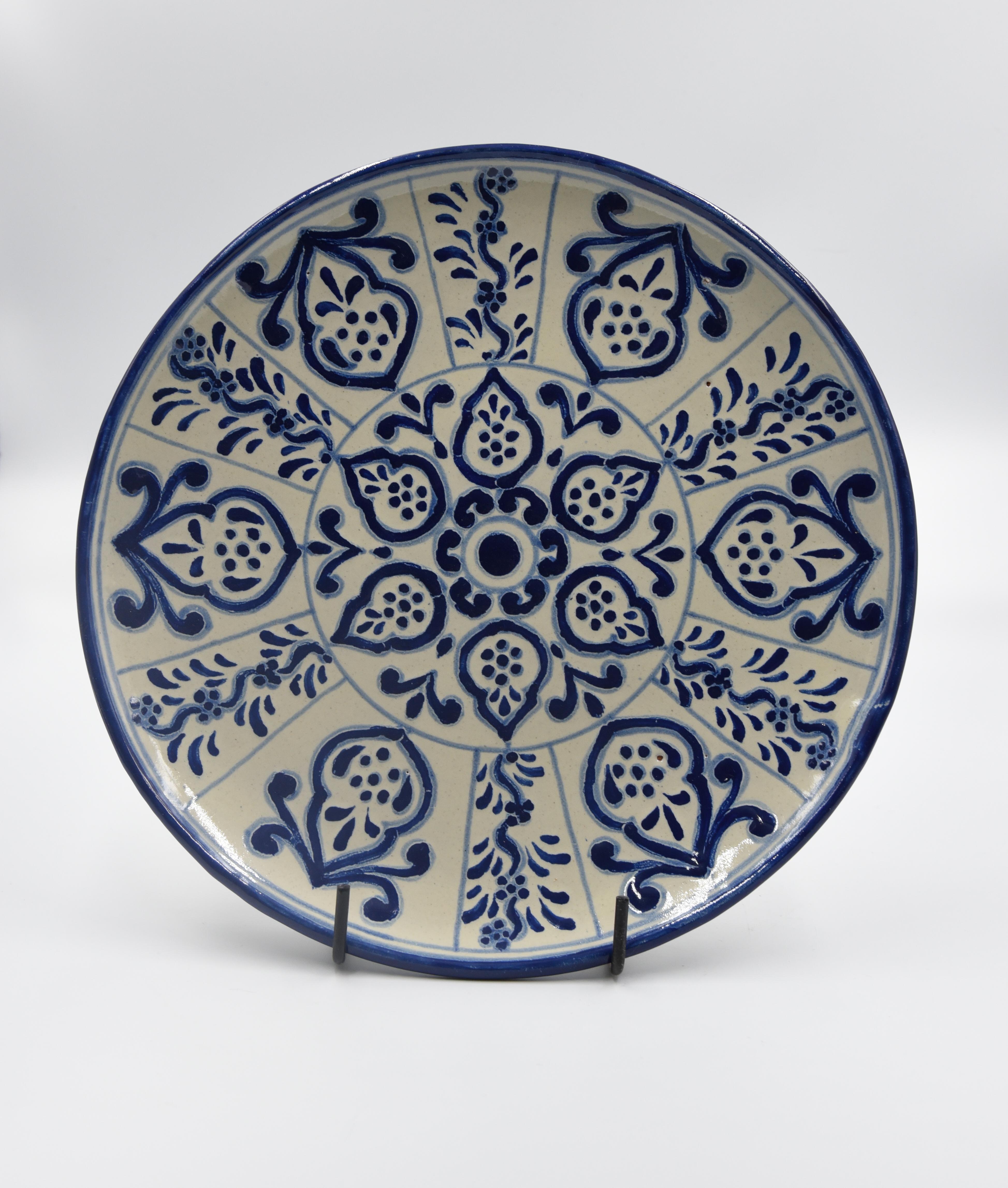 Authentische Talavera dekorative Platte Volkskunst Gericht mexikanischen Keramik blau weiß (Spanisch Kolonial)
