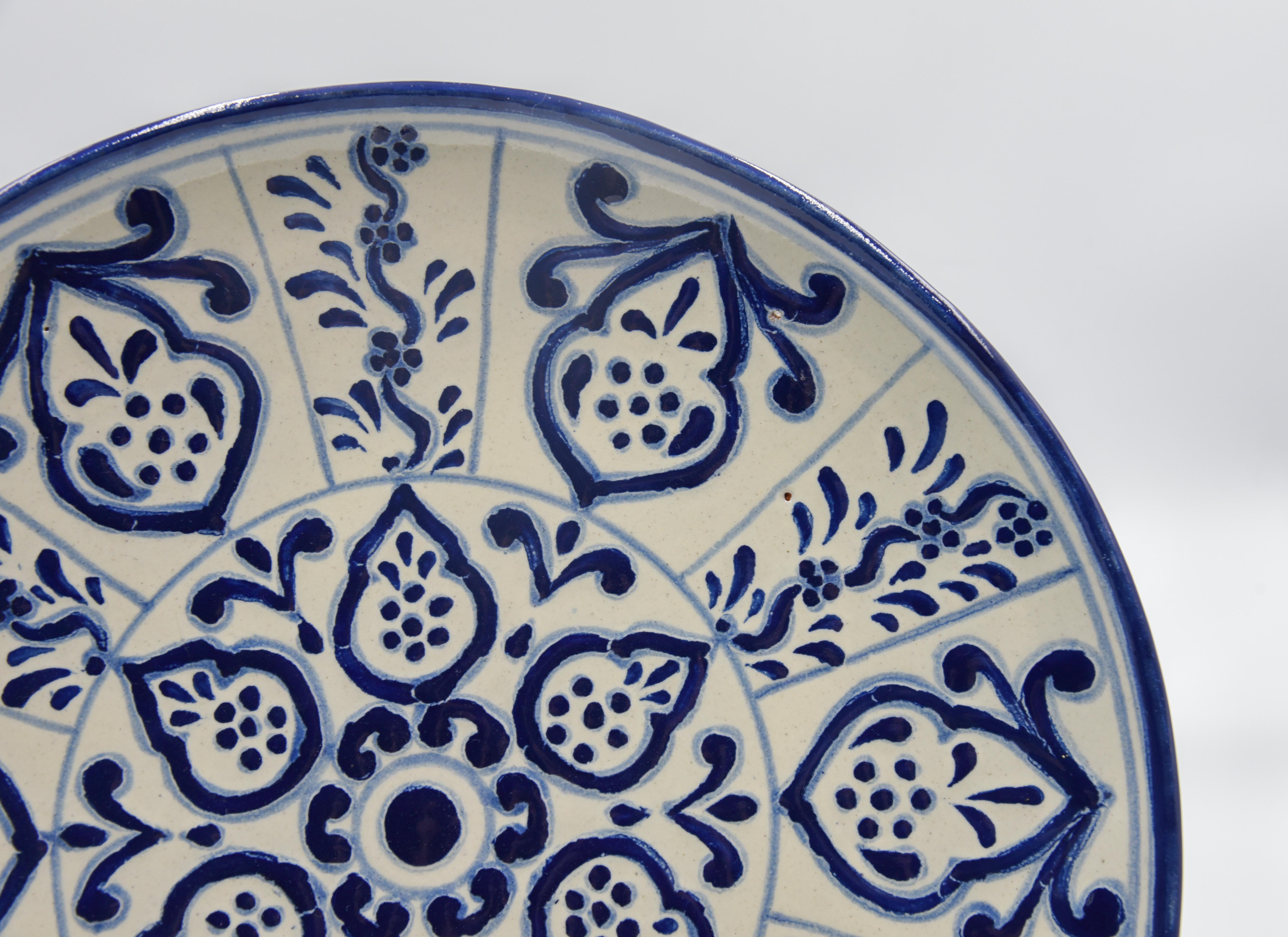 Authentische Talavera dekorative Platte Volkskunst Gericht mexikanischen Keramik blau weiß (Mexikanisch)